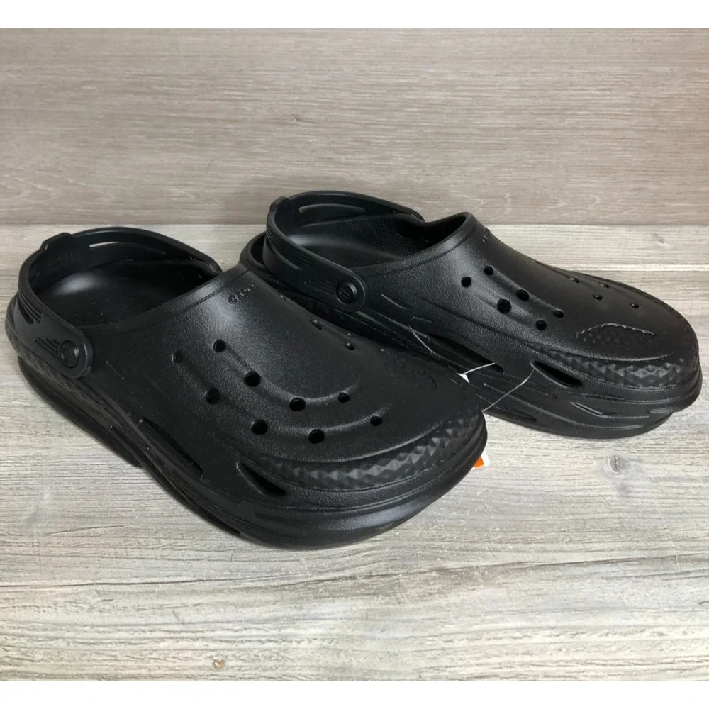 Crocs Unisex Adult Off Grid Clog, Men's Size 11 All Black Slip-On Shoes NEW